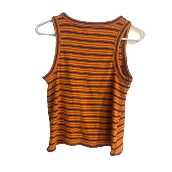 Madewell Shirt Womens M Orange Striped Audio-Knot Front Tank Top Sleeveless - Picture 5 of 9